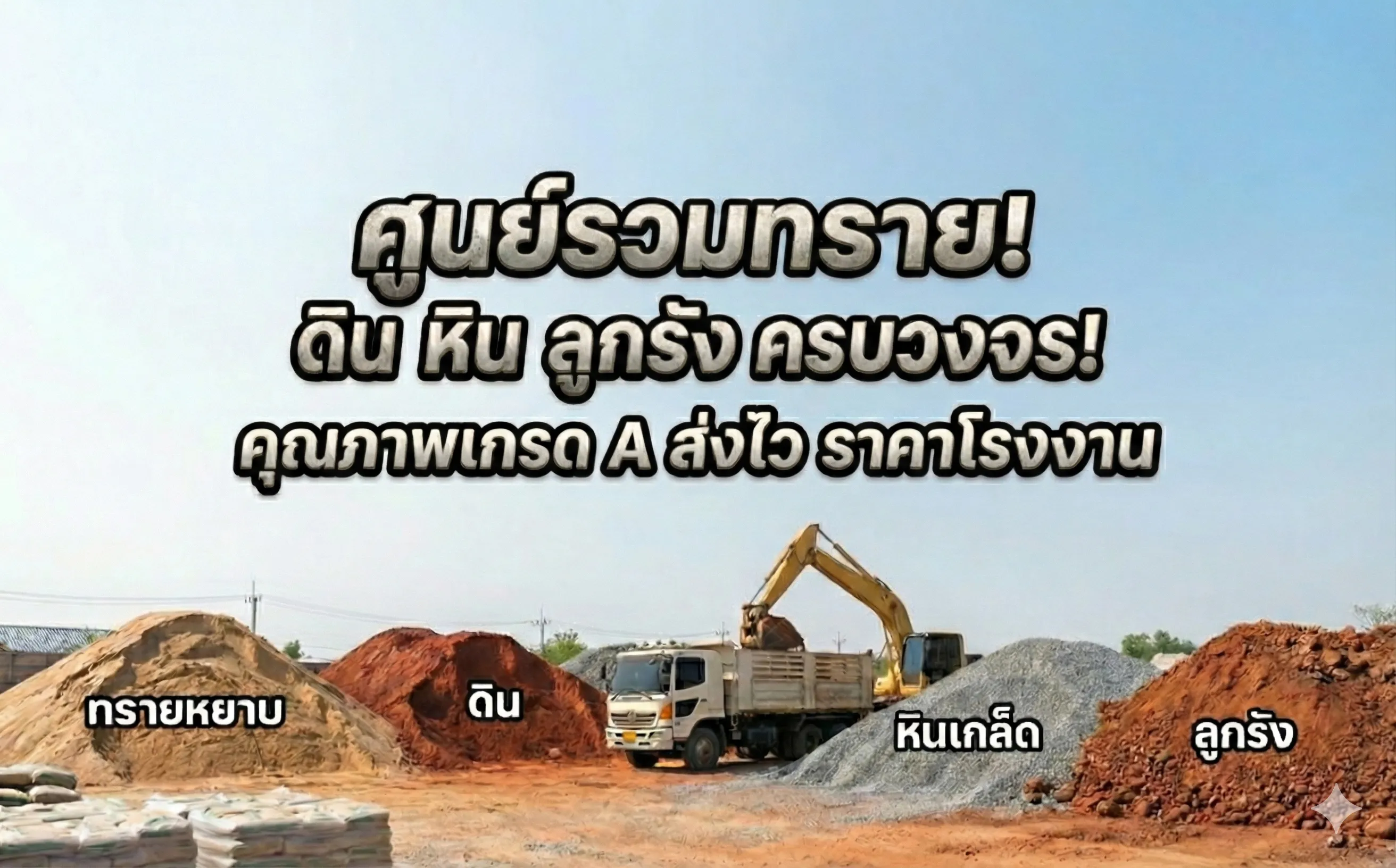 🏗️ PSV ศูนย์รวมทราย ดิน หิน ลูกรัง ครบวงจร! คุณภาพเกรด A ส่งไว ราคาโรงงาน